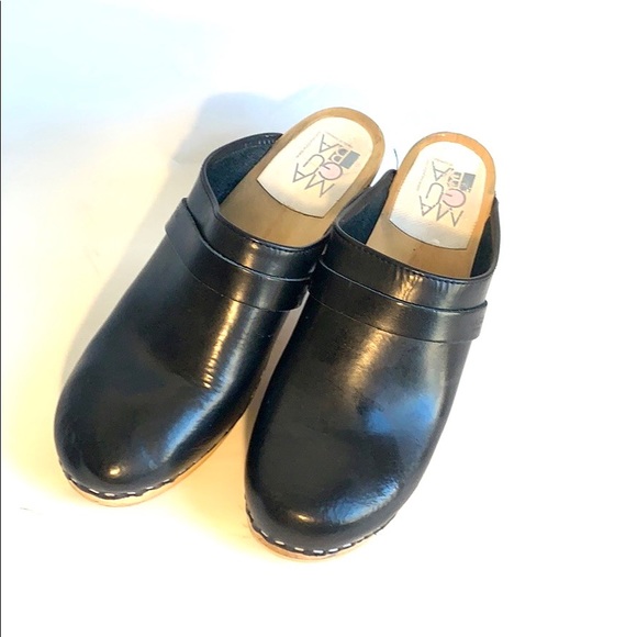 Maguba Stockholm Black Size 40 Clogs EUC W Light Unvarnished Alder Wood … - Picture 2 of 13